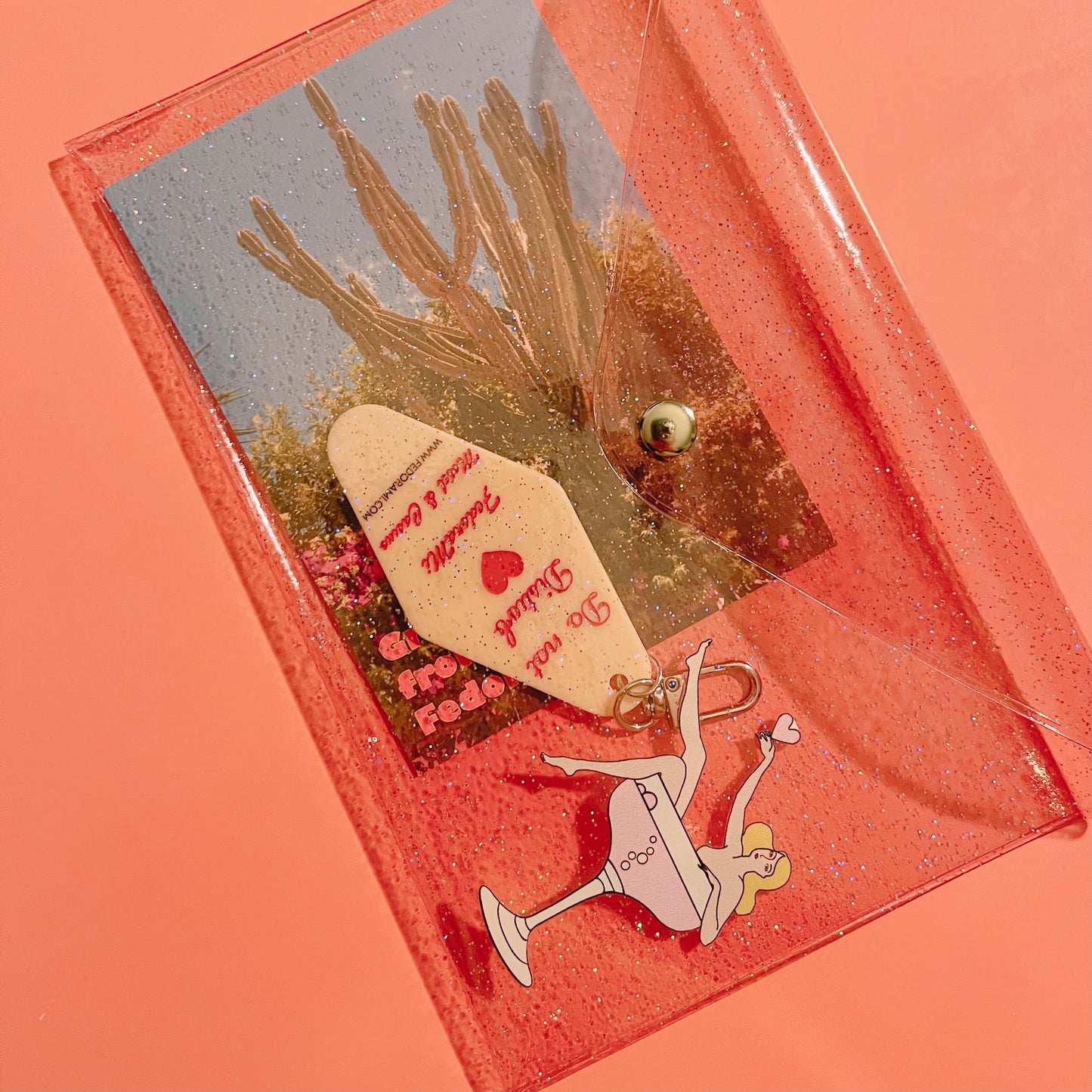 Fedora Glitter PVC clutch